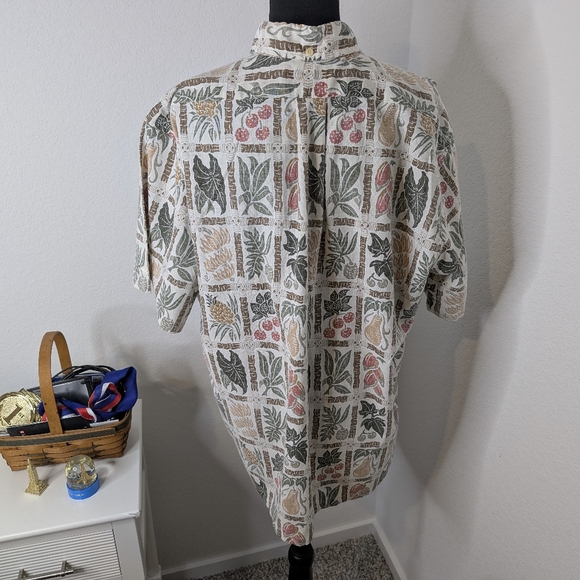 💘 REYN SPOONER Hawaiian Fruits Short Sleeves Button Up Aloha Shirt Size L - Picture 2 of 5